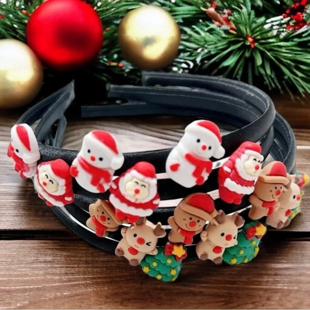 Children’s Christmas Headbands Set of Five, Santa Headband, Reindeer, Snowman